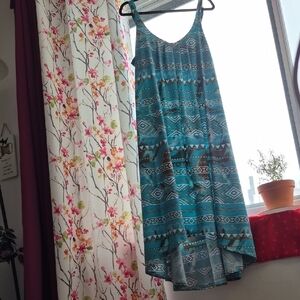 RAPZ Asymmetrical Aqua Patterned Dress With Sewn-In Bra (C52)